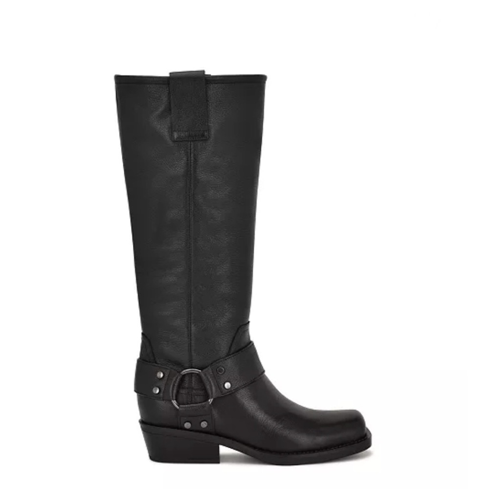 Nine West Women's Black Tall Harness Biker Boot sz 7 New In Box